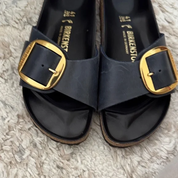Birkenstock Navy Sandals with Gold Buckle - Picture 3 of 3